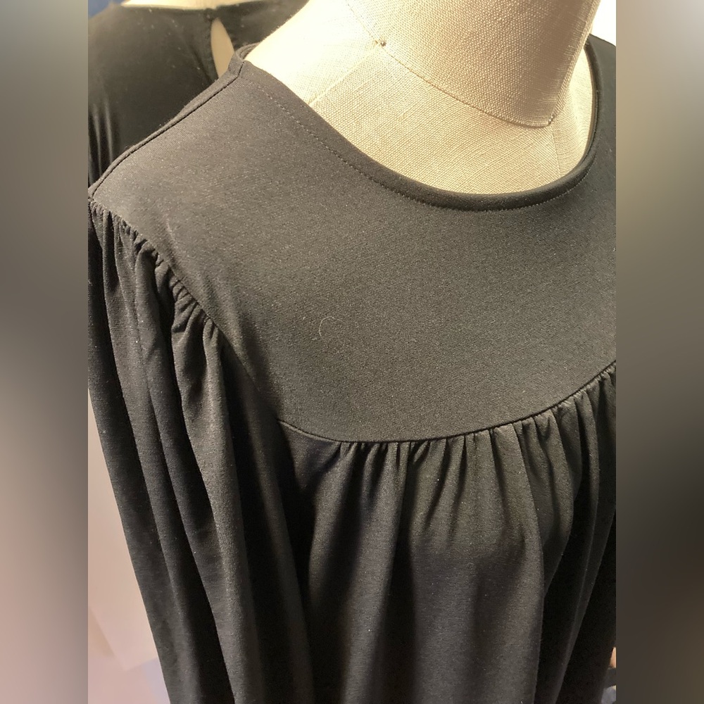 Ann Taylor Factory - Black Women's 3/4 Sleeve Peasant Blouse, Size Large - Picture 2 of 11